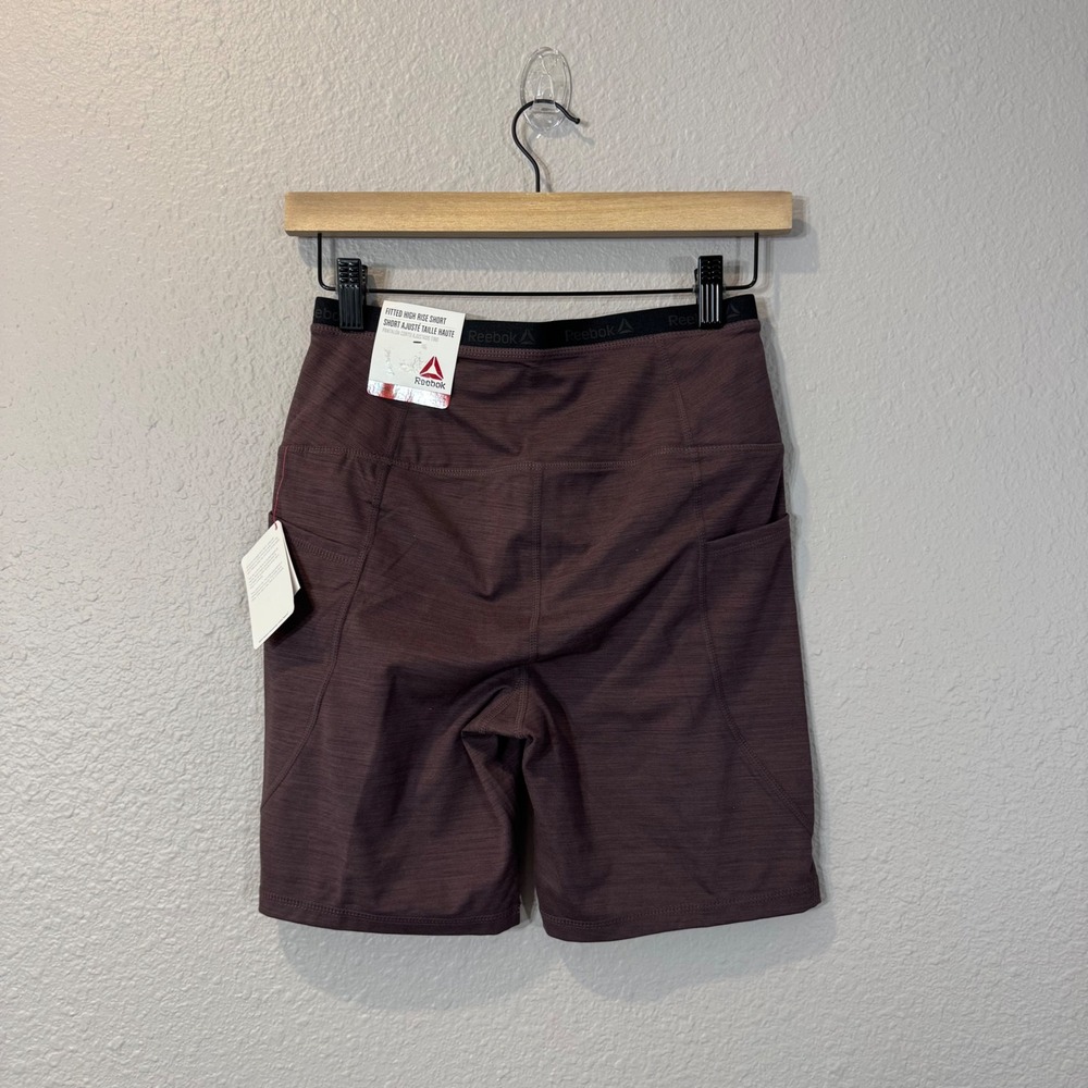 NWT Reebok Women's Size‎ S Raisin Heather Fitted High Rise Performance Short